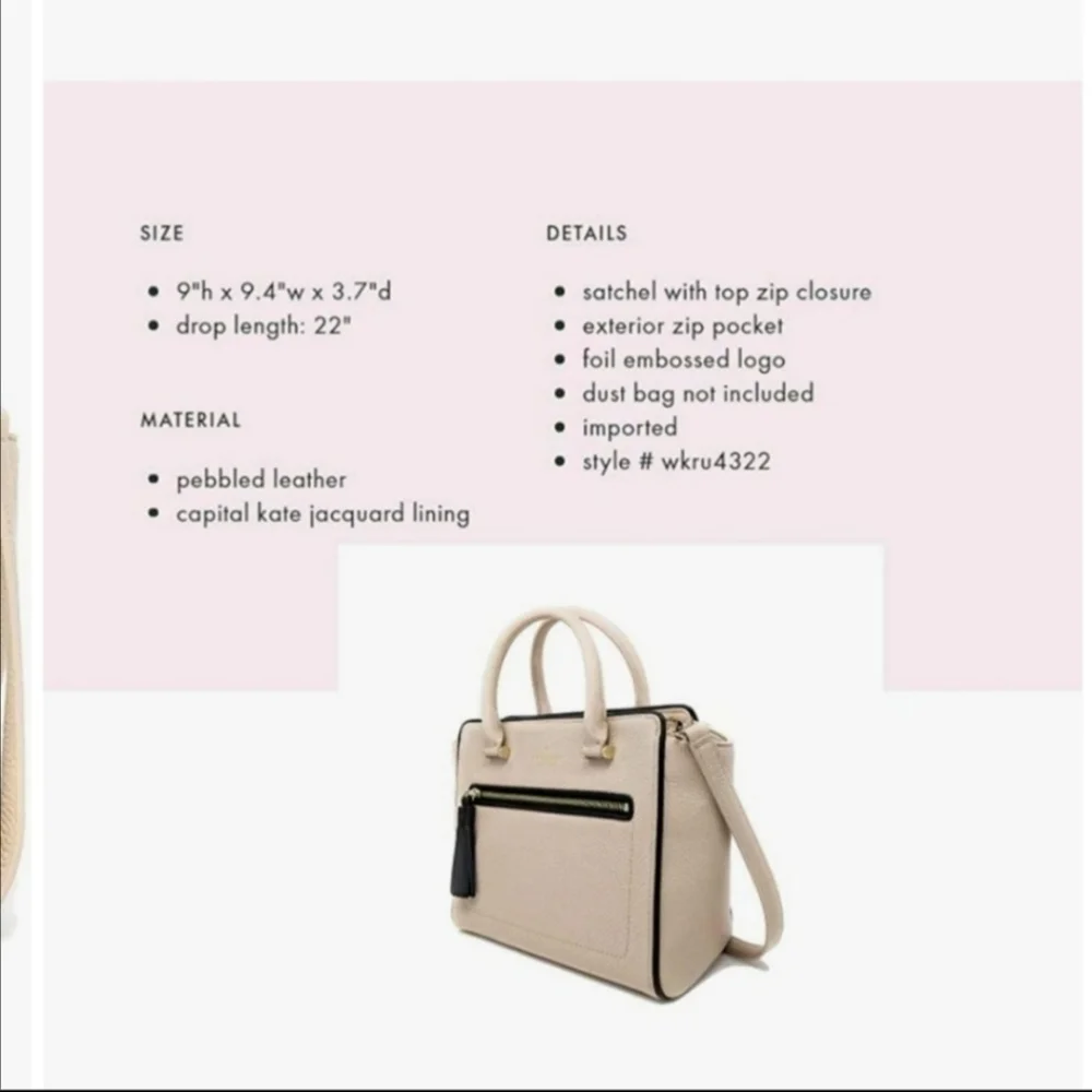 NWOT♠️ Kate Spade♠️ Light Pink Chester Street Small Allyn Pebble Leather Satchel - Picture 13 of 14